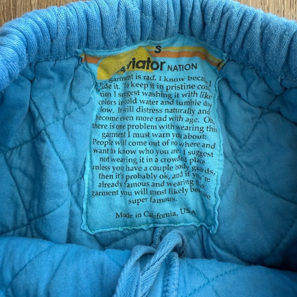 Aviator Nation Quilted Blue Jogger Pants - Picture 8 of 8